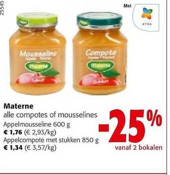 Colruyt Materne alle compotes of mousselines aanbieding