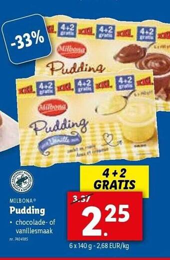 Lidl Milbona pudding aanbieding
