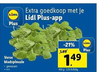 Lidl Verse bladspinazie aanbieding
