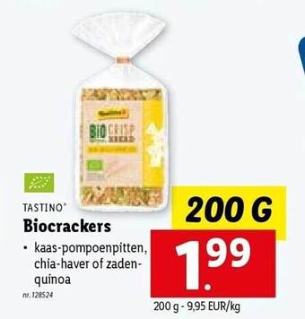 Lidl Tastino biocrackers aanbieding