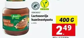 Lidl Vemondo lactosevrije hazelnootpasta aanbieding