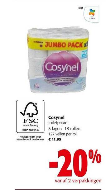 Colruyt Cosynel toiletpapier aanbieding