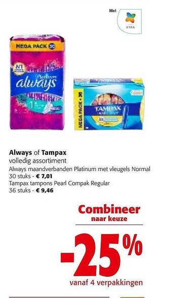 Colruyt Always of tampax aanbieding
