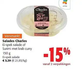 Colruyt Salades charles ei-spek salade of surimi met krab curry aanbieding