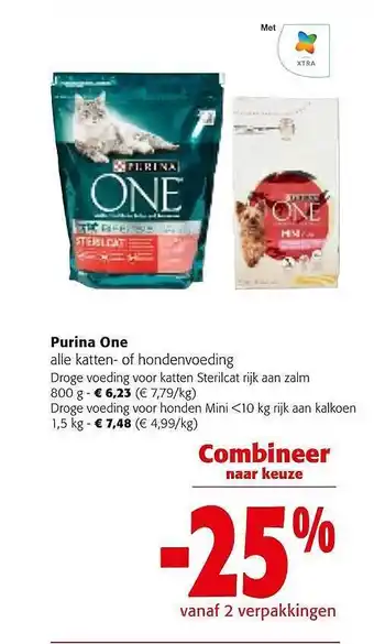 Colruyt Purina one katten of hondenvoeding aanbieding