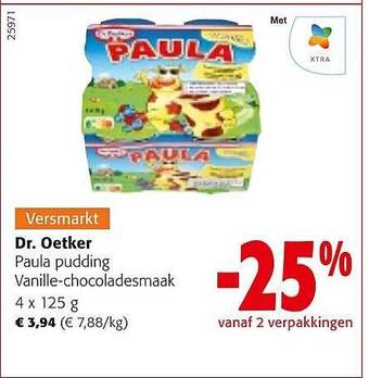 Colruyt Dr. oetker paula pudding vanille-chocoladesmaak aanbieding