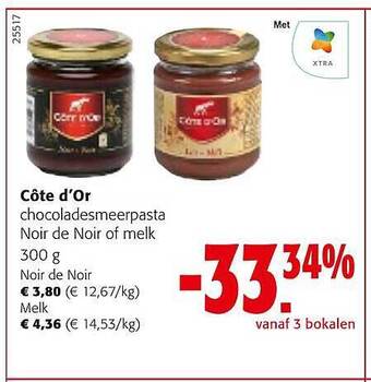 Colruyt Côte d'or chocoladesmeerpasta noir de noir of melk 300 g aanbieding