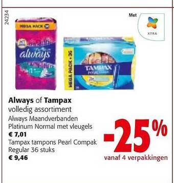 Colruyt Always of tampax aanbieding