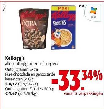 Colruyt Kellogg's alle ontbijtgranen of -repen aanbieding