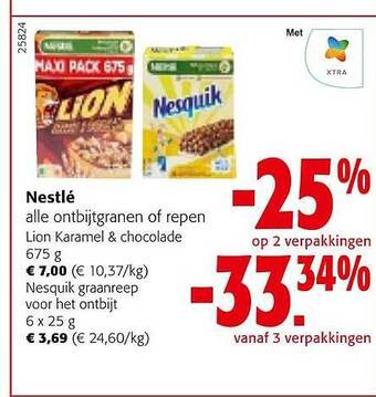Colruyt Nestlé alle ontbijtgranen of repen aanbieding