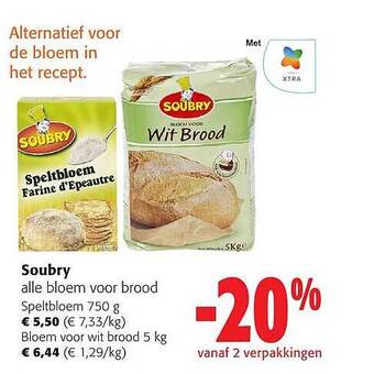 Colruyt Soubry alle bloem voor brood aanbieding