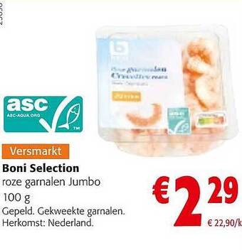 Colruyt Boni selection roze garnalen jumbo 100 g aanbieding