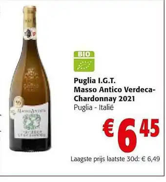 Colruyt Puglia i.g.t. masso antico verdeca-chardonnay 2021 aanbieding