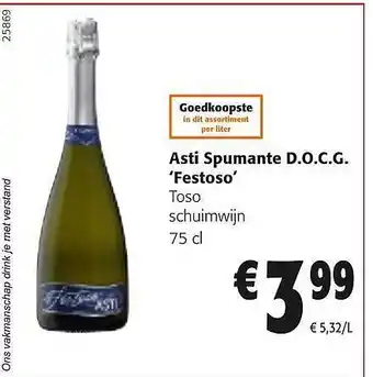 Colruyt Asti spumante d.o.c.g. 'festoso' toso schuimwijn aanbieding