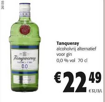 Colruyt Tanqueray alcoholvrij alternatief voor gin 0,0% vol aanbieding