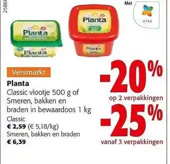 Colruyt Planta classic vlootje 500 g of smeren, bakken en braden in bewaardoos 1 kg aanbieding