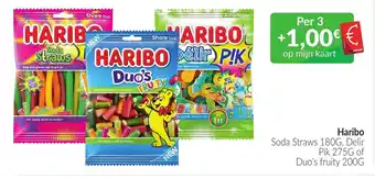 Intermarché Haribo Soda Straws 180g, Delir Pik 275g of Duo's fruity 200g aanbieding