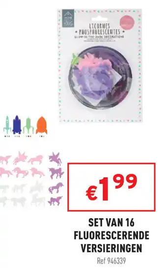 Set van flourescerende versieringen