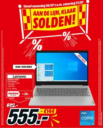 MediaMarkt Lenovo Laptop | IdeaPad 3 15itl05 15.6" aanbieding