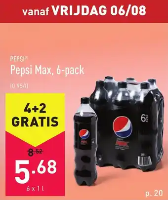 ALDI Pepsi max, 6-pack 6x1 liter aanbieding