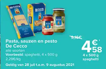 Pasta, sauzen en pesto de cecco 4x500 gram