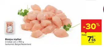 Carrefour Blokjes kipfilet 450 gram aanbieding