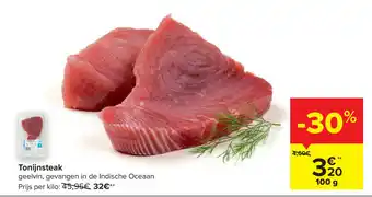 Carrefour Tonijnsteak 100 gram aanbieding