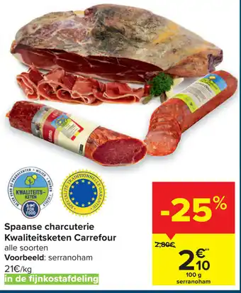 Carrefour Spaanse charcuterie 100 gram aanbieding
