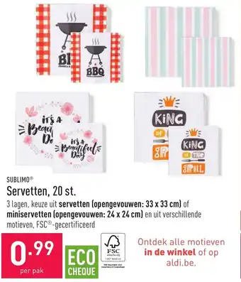 ALDI Sublimo Servetten 20st aanbieding