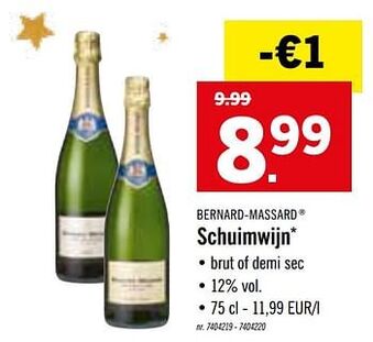 Lidl Bernard-massard schuimwijn aanbieding