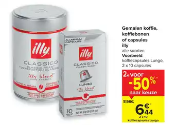 Carrefour Gemalen koffie, koffiebonen of capsules illy aanbieding