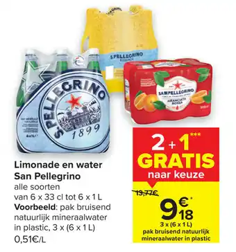 Carrefour Limonade en water san pellegrino aanbieding