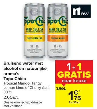 Carrefour Bruisend water met alcohol en natuurlijke aroma's topo chico 2x33 cl aanbieding