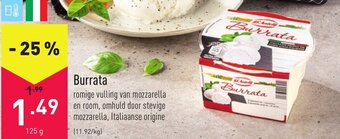 ALDI D'Antelli Burrata 125g aanbieding