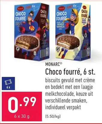 ALDI Monarc Choco fourre 6*30g aanbieding