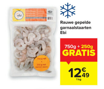 Carrefour Rauwe gepelde garnaalstaarten ebi aanbieding