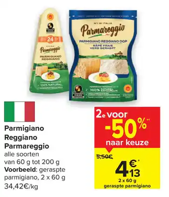 Carrefour Parmigiano reggiano parmareggio 2x60 gram aanbieding