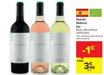 Carrefour Spanje naterra bio 75 cl aanbieding