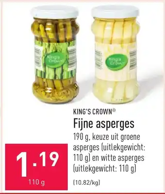ALDI King's Crown Fijne asperges 110g aanbieding