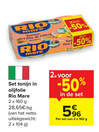 Carrefour Set tonijn in olijfolie rio mare aanbieding