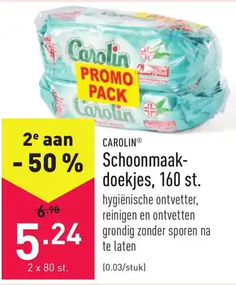 ALDI Carolin Schoonmaakdoekjes 2*80st aanbieding