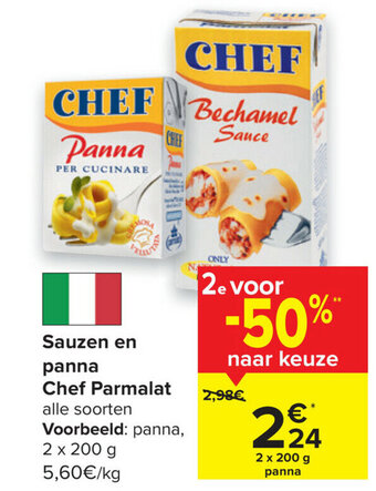Carrefour Sauzen en panna chef parmalat aanbieding