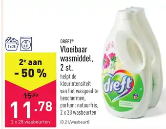 ALDI Dreft Vloeibaar wasmiddel 2*28 wasbeurten aanbieding