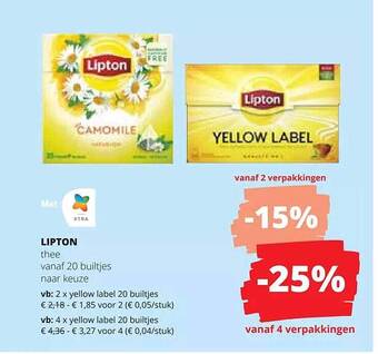 Spar Colruyt Lipton thee aanbieding