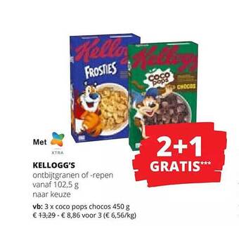 Spar Colruyt Kellogg's ontbijtgranen of repen aanbieding