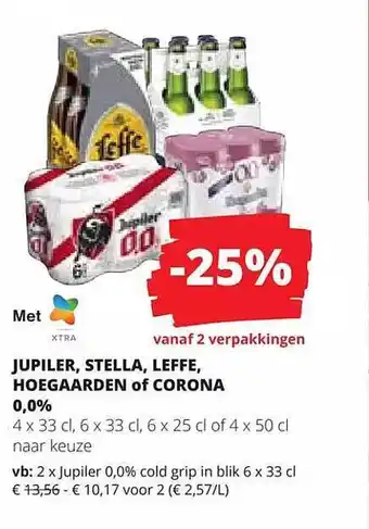 Spar Colruyt Jupiler, stella, leffe, hoegaarden of corona 0,0% aanbieding