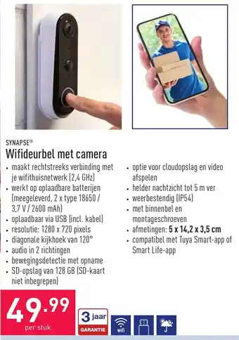 ALDI Synapse WiFideurbel met camera aanbieding