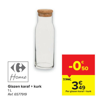 Carrefour Glazen karaf + kurk aanbieding