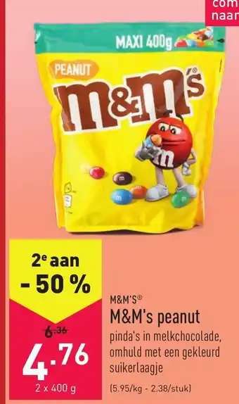 ALDI M&M's Peanut 2*400g aanbieding