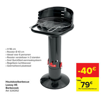 Carrefour Houtskoolbarbecue loewy 45 barbecook aanbieding